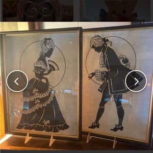 Vintage Silhouette Couple Framed Art Prints in Black